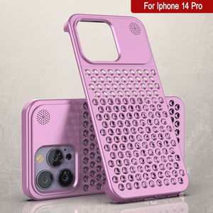 PunkCase para iPhone 14 Pro Funda de aleación de aluminio [Serie Fortifier Extreme] Cubierta ultra duradera [Rosa]