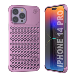 PunkCase para iPhone 14 Pro Funda de aleación de aluminio [Serie Fortifier Extreme] Cubierta ultra duradera [Rosa]