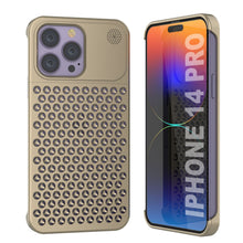 Cargar imagen en el visor de la galería, PunkCase para iPhone 14 Pro Funda de aleación de aluminio [Serie Fortifier Extreme] Cubierta ultra duradera [Dorado]
