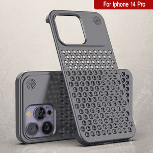 PunkCase para iPhone 14 Pro - Funda de aleación de aluminio [Serie Fortifier Extreme] Cubierta ultra resistente [Gris]