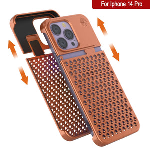 PunkCase para iPhone 14 Pro Funda de Aleación de Aluminio [Serie Fortifier Extreme] Cubierta Ultra Duradera [Naranja]