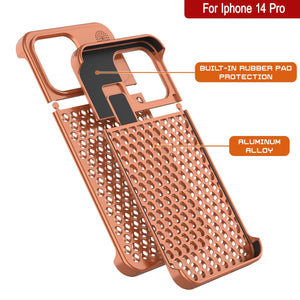 PunkCase para iPhone 14 Pro Funda de Aleación de Aluminio [Serie Fortifier Extreme] Cubierta Ultra Duradera [Naranja]