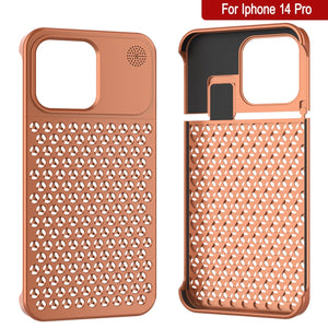 PunkCase para iPhone 14 Pro Funda de Aleación de Aluminio [Serie Fortifier Extreme] Cubierta Ultra Duradera [Naranja]