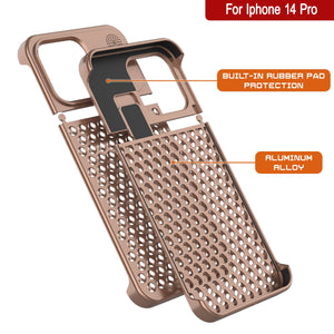 PunkCase para iPhone 14 Pro - Funda de aleación de aluminio [Serie Fortifier Extreme] - Cubierta ultra resistente [Bronce]