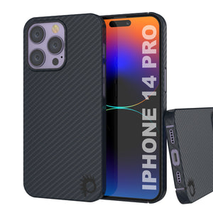 Funda de fibra de carbono Punkcase para iPhone 14 Pro [Serie AramidShield] ultra delgada y ligera de Kevlar.
