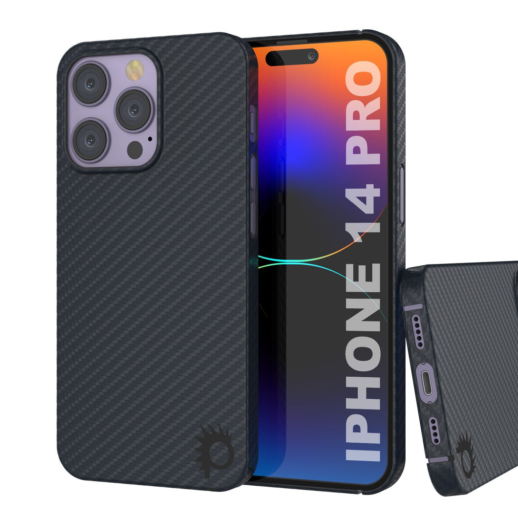 Funda de fibra de carbono Punkcase para iPhone 14 Pro [Serie AramidShield] ultra delgada y ligera de Kevlar.