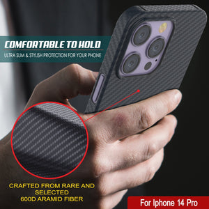 Funda de fibra de carbono Punkcase para iPhone 14 Pro [Serie AramidShield] ultra delgada y ligera de Kevlar.