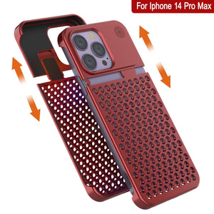 PunkCase para iPhone 14 Pro Max, Funda de aleación de Aluminio [Serie Fortifier Extreme] Cubierta Ultra Resistente [Rojo]