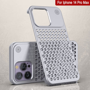 Carcasa de aleación de aluminio PunkCase para iPhone 14 Pro Max [Serie Fortifier Extreme] Cubierta ultra resistente [Plata]