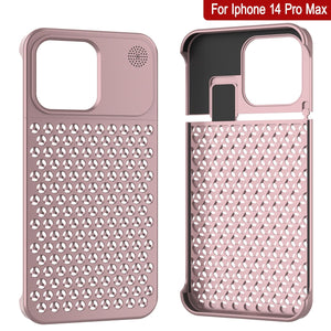 PunkCase para iPhone 14 Pro Max, carcasa de aleación de aluminio [Serie Fortifier Extreme] Cubierta ultrarresistente [Oro Rosa].