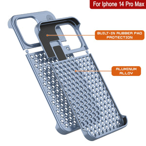 Funda PunkCase de aluminio para iPhone 14 Pro Max [Serie Fortifier Extreme] Cubierta ultra resistente [Azul]