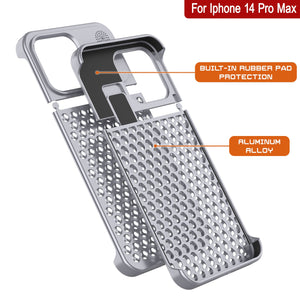 Carcasa de aleación de aluminio PunkCase para iPhone 14 Pro Max [Serie Fortifier Extreme] Cubierta ultra resistente [Plata]