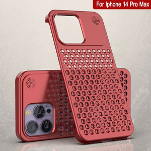 PunkCase para iPhone 14 Pro Max, Funda de aleación de Aluminio [Serie Fortifier Extreme] Cubierta Ultra Resistente [Rojo]