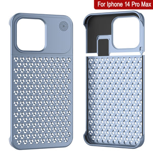 Funda PunkCase de aluminio para iPhone 14 Pro Max [Serie Fortifier Extreme] Cubierta ultra resistente [Azul]