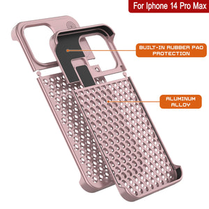 PunkCase para iPhone 14 Pro Max, carcasa de aleación de aluminio [Serie Fortifier Extreme] Cubierta ultrarresistente [Oro Rosa].