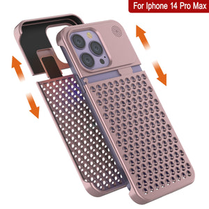 PunkCase para iPhone 14 Pro Max, carcasa de aleación de aluminio [Serie Fortifier Extreme] Cubierta ultrarresistente [Oro Rosa].