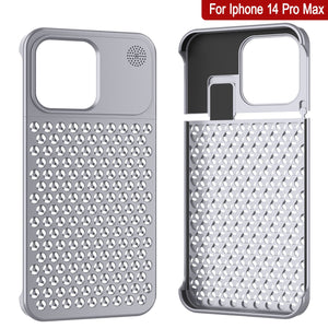 Carcasa de aleación de aluminio PunkCase para iPhone 14 Pro Max [Serie Fortifier Extreme] Cubierta ultra resistente [Plata]