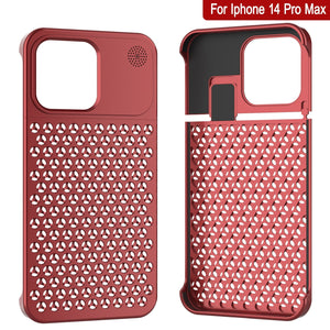 PunkCase para iPhone 14 Pro Max, Funda de aleación de Aluminio [Serie Fortifier Extreme] Cubierta Ultra Resistente [Rojo]