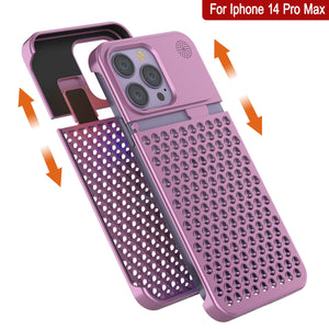 PunkCase para iPhone 14 Pro Max Funda de aleación de aluminio [Serie Fortifier Extreme] Cubierta ultra resistente [Rosa]