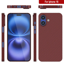 Load image into Gallery viewer, Funda Punkcase de fibra de carbono para iPhone 16 [Serie AramidShield], ultradelgada y ligera, de Kevlar [roja]
