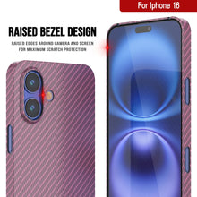 Cargar imagen en el visor de la galería, Funda Punkcase de fibra de carbono para iPhone 16 [Serie AramidShield], ultradelgada y ligera, de Kevlar [rosa]
