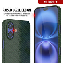 Load image into Gallery viewer, Funda Punkcase de fibra de carbono para iPhone 16 [Serie AramidShield] Kevlar ultradelgada y ligera [Verde]
