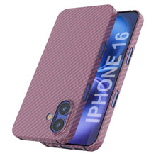 Cargar imagen en el visor de la galería, Funda Punkcase de fibra de carbono para iPhone 16 [Serie AramidShield], ultradelgada y ligera, de Kevlar [rosa]
