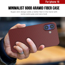 Load image into Gallery viewer, Funda Punkcase de fibra de carbono para iPhone 16 [Serie AramidShield], ultradelgada y ligera, de Kevlar [roja]
