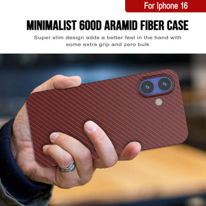 Funda Punkcase de fibra de carbono para iPhone 16 [Serie AramidShield], ultradelgada y ligera, de Kevlar [roja]