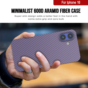 Funda Punkcase de fibra de carbono para iPhone 16 [Serie AramidShield], ultradelgada y ligera, de Kevlar [lila]