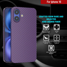 Cargar imagen en el visor de la galería, Funda Punkcase de fibra de carbono para iPhone 16 [Serie AramidShield] Kevlar ultradelgada y ligera [púrpura]
