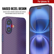 Cargar imagen en el visor de la galería, Funda Punkcase de fibra de carbono para iPhone 16 [Serie AramidShield] Kevlar ultradelgada y ligera [púrpura]
