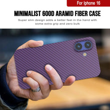 Cargar imagen en el visor de la galería, Funda Punkcase de fibra de carbono para iPhone 16 [Serie AramidShield] Kevlar ultradelgada y ligera [púrpura]
