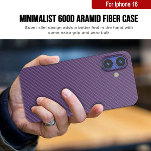 Funda Punkcase de fibra de carbono para iPhone 16 [Serie AramidShield] Kevlar ultradelgada y ligera [púrpura]