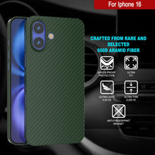 Load image into Gallery viewer, Funda Punkcase de fibra de carbono para iPhone 16 [Serie AramidShield] Kevlar ultradelgada y ligera [Verde]
