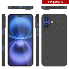 Cargar imagen en el visor de la galería, Funda Punkcase de fibra de carbono para iPhone 16 [Serie AramidShield] Kevlar ultradelgada y ligera [negra]
