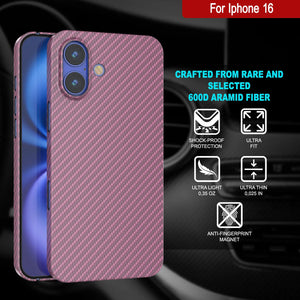 Funda Punkcase de fibra de carbono para iPhone 16 [Serie AramidShield], ultradelgada y ligera, de Kevlar [rosa]