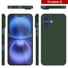 Load image into Gallery viewer, Funda Punkcase de fibra de carbono para iPhone 16 [Serie AramidShield] Kevlar ultradelgada y ligera [Verde]
