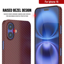 Load image into Gallery viewer, Funda Punkcase de fibra de carbono para iPhone 16 [Serie AramidShield], ultradelgada y ligera, de Kevlar [roja]
