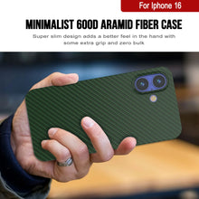 Load image into Gallery viewer, Funda Punkcase de fibra de carbono para iPhone 16 [Serie AramidShield] Kevlar ultradelgada y ligera [Verde]
