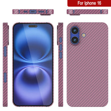 Cargar imagen en el visor de la galería, Funda Punkcase de fibra de carbono para iPhone 16 [Serie AramidShield], ultradelgada y ligera, de Kevlar [rosa]
