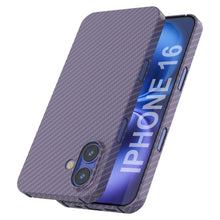 Cargar imagen en el visor de la galería, Funda Punkcase de fibra de carbono para iPhone 16 [Serie AramidShield], ultradelgada y ligera, de Kevlar [lila]
