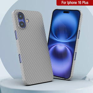 Funda Punkcase de fibra de carbono para iPhone 16 Plus [Serie AramidShield], ultradelgada y ligera, de Kevlar [blanca]