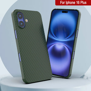 Funda Punkcase de fibra de carbono para iPhone 16 Plus [Serie AramidShield], ultradelgada y ligera, de Kevlar [verde]