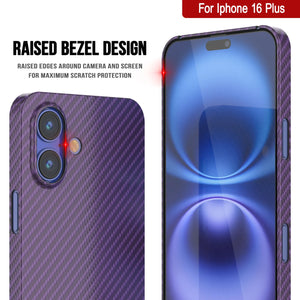 Funda Punkcase de fibra de carbono para iPhone 16 Plus [Serie AramidShield], ultradelgada y ligera, de Kevlar [morada]