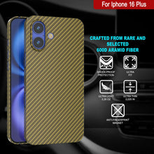 Load image into Gallery viewer, Funda Punkcase de fibra de carbono para iPhone 16 Plus [Serie AramidShield], ultradelgada y ligera, de Kevlar [Oro]
