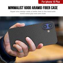 Cargar imagen en el visor de la galería, Funda Punkcase de fibra de carbono para iPhone 16 Plus [Serie AramidShield], ultradelgada y ligera, de Kevlar [negra]
