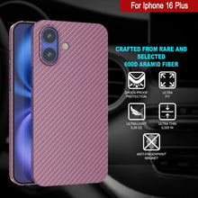 Cargar imagen en el visor de la galería, Funda Punkcase de fibra de carbono para iPhone 16 Plus [Serie AramidShield], ultradelgada y ligera, de Kevlar [rosa]
