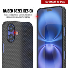 Cargar imagen en el visor de la galería, Funda Punkcase de fibra de carbono para iPhone 16 Plus [Serie AramidShield], ultradelgada y ligera, de Kevlar [negra]
