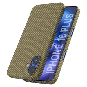 Funda Punkcase de fibra de carbono para iPhone 16 Plus [Serie AramidShield], ultradelgada y ligera, de Kevlar [Oro]